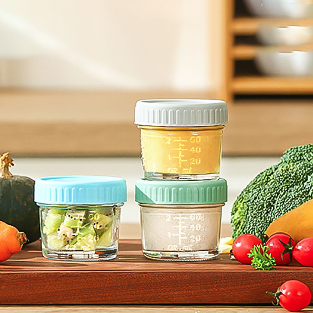 Baby Food Jars Glass - 6個入りメイソンジャー ガラス製ベビーフードジャー 再利用可能 蓋付き ディップソースカップ 目盛り付き