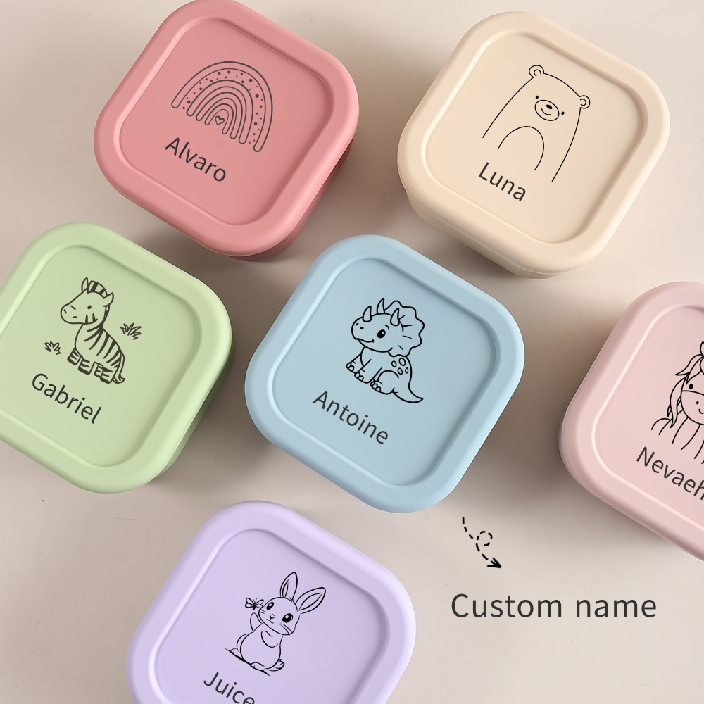 Baby Food Jars Glass - カスタム名またはパターン入り1個入り食品グレードシリコン製ベビーフード保存容器、510ml漏れ防止スナックボックス、学校給食ボックス