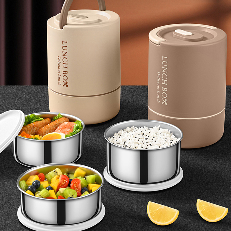 Baby Food Warmer Portable - 4個セット ポータブルランチコンテナセット（47.5オンス）、積み重ね可能な304ステンレス製弁当箱（食器付き）