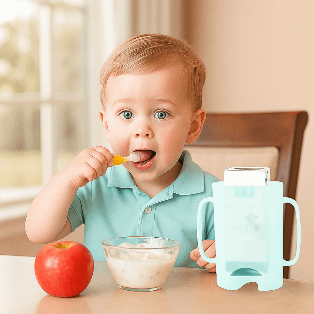 Baby Food Reusable Pouches - プラスチックスクイーズパウチホルダー 快適なスクイーズプルーフフードパウチホルダー ハンドル付き 再利用可能なジュースボックスホルダー 赤ちゃん用