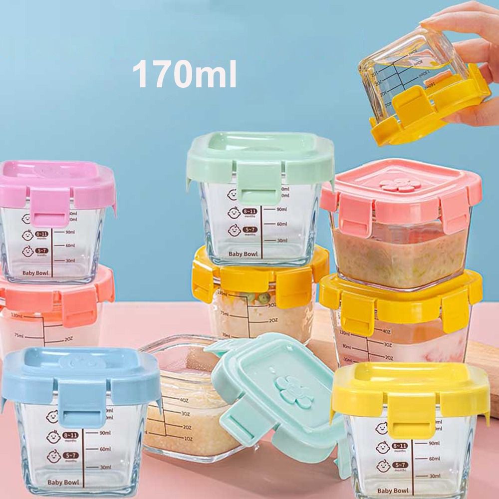 Baby Food Jars Glass - ファッション 170 ミリリットル食品保存ボックスガラス冷凍離乳食ガラスカップ電子レンジ安全離乳食保存瓶リトルワンズ