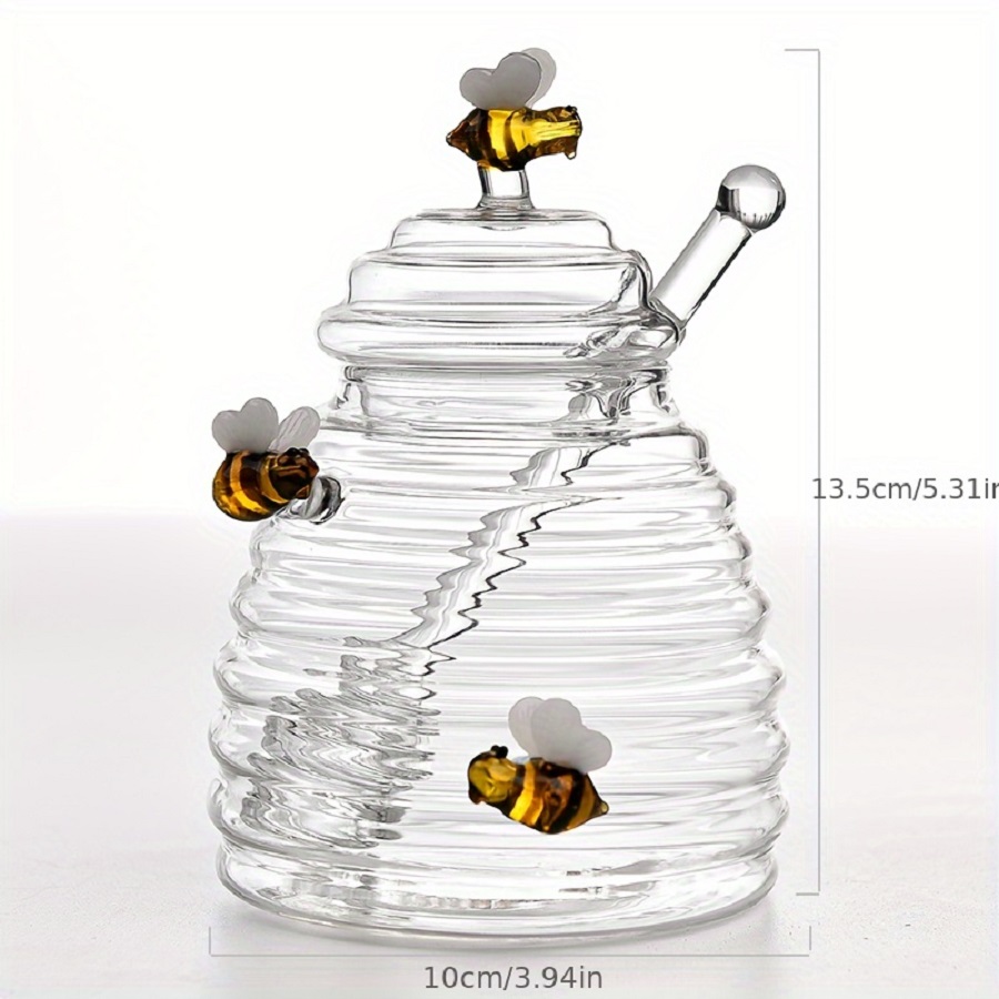 ガラス製ハニーポット、ディッパーと蓋付き、かわいい蜂の装飾が - Baby Food Jars Glass のレビューと価格