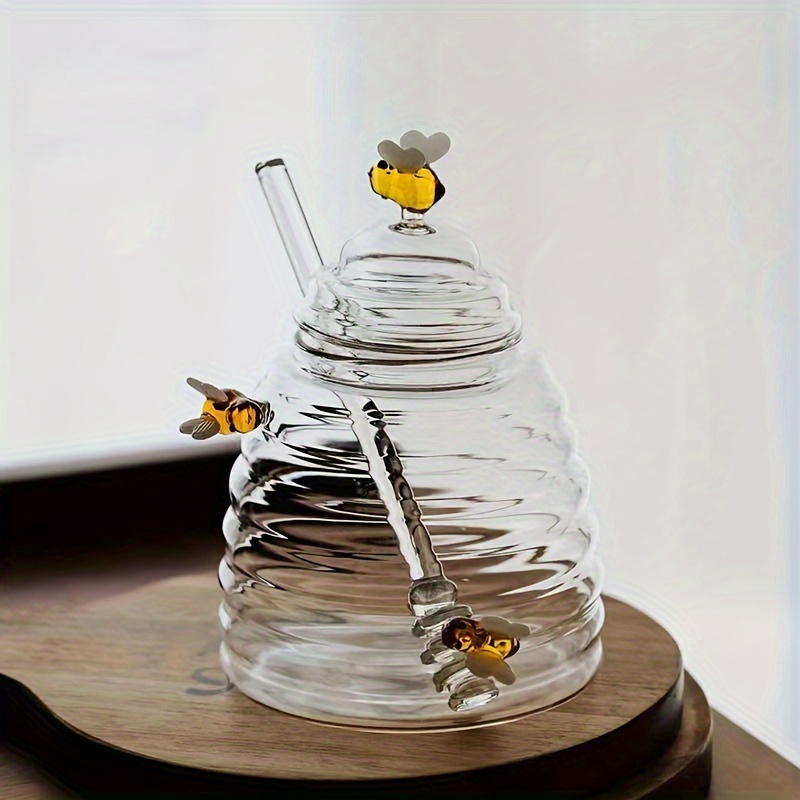ガラス製ハニーポット、ディッパーと蓋付き、かわいい蜂の装飾が - Baby Food Jars Glass のレビューと価格