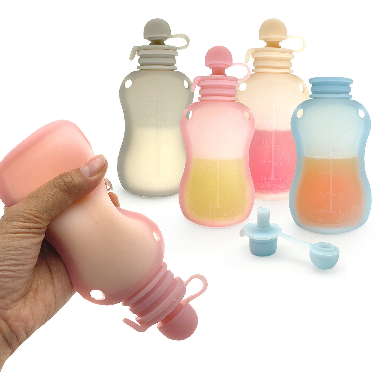 便利な牛乳収納バッグ、再利用可能なシリコン、補完的なフードポ - Baby Food Reusable Pouches のレビューと価格