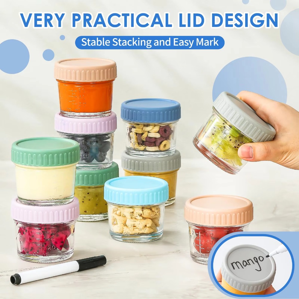 6個入りメイソンジャー ガラス製ベビーフードジャー 再利用可 - Baby Food Jars Glass のレビューと価格