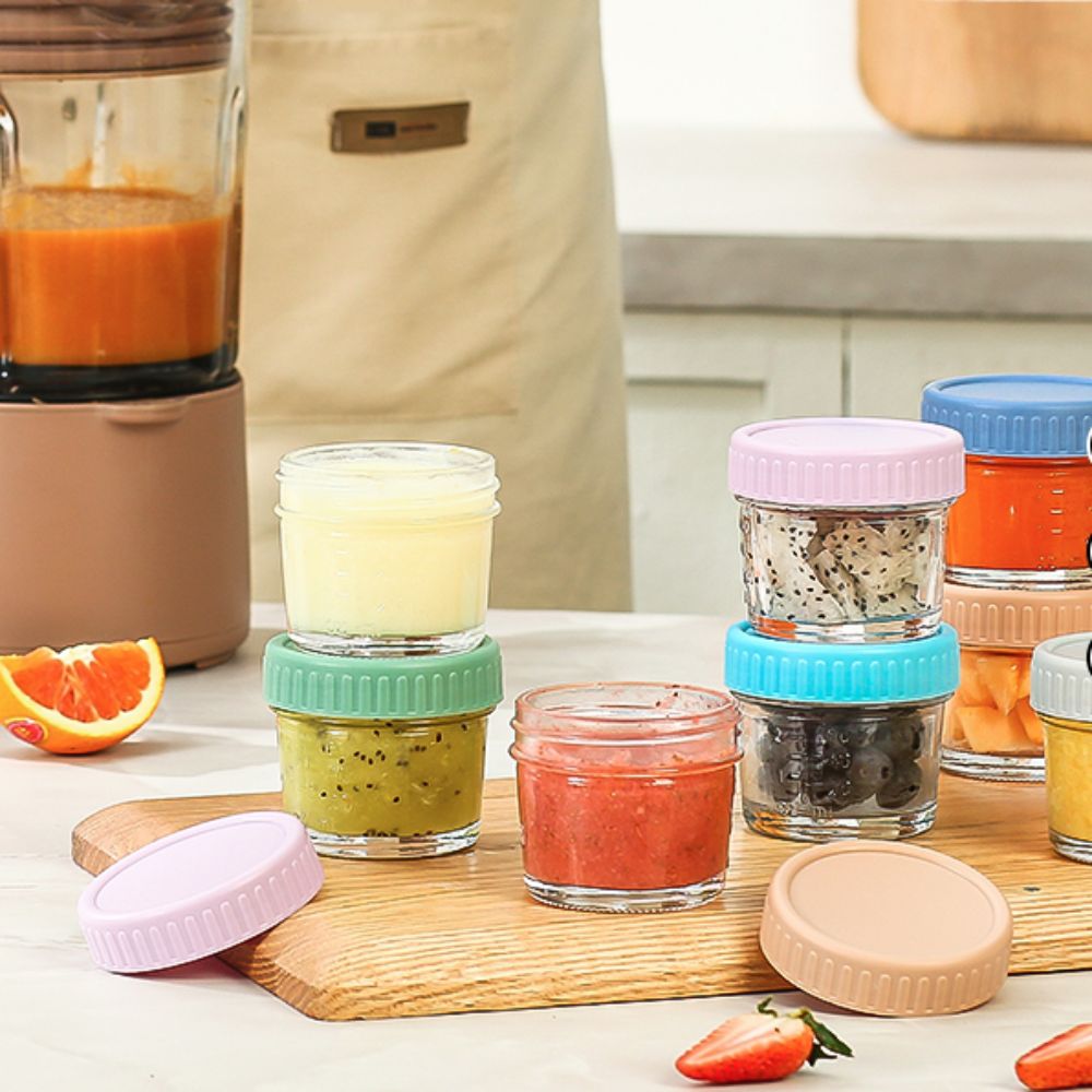 6個入りメイソンジャー ガラス製ベビーフードジャー 再利用可 - Baby Food Jars Glass のレビューと価格