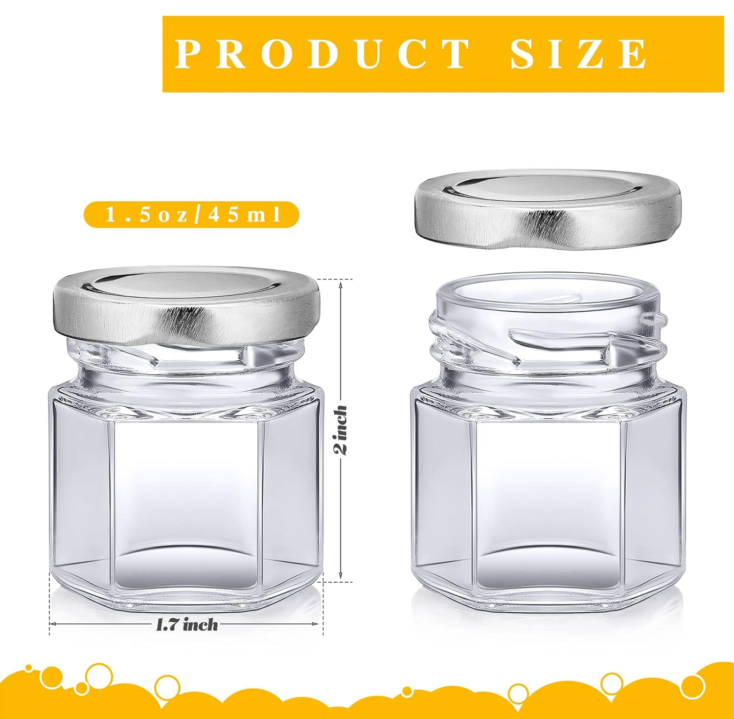 1.5オンス ミニ六角形ガラス瓶 大量 結婚式用 小さなハチ - Baby Food Jars Glass のレビューと価格