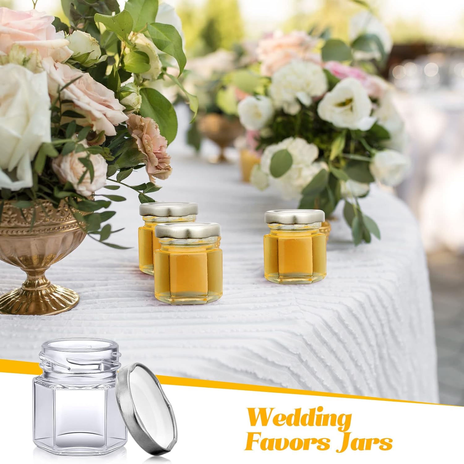 1.5オンス ミニ六角形ガラス瓶 大量 結婚式用 小さなハチ - Baby Food Jars Glass のレビューと価格
