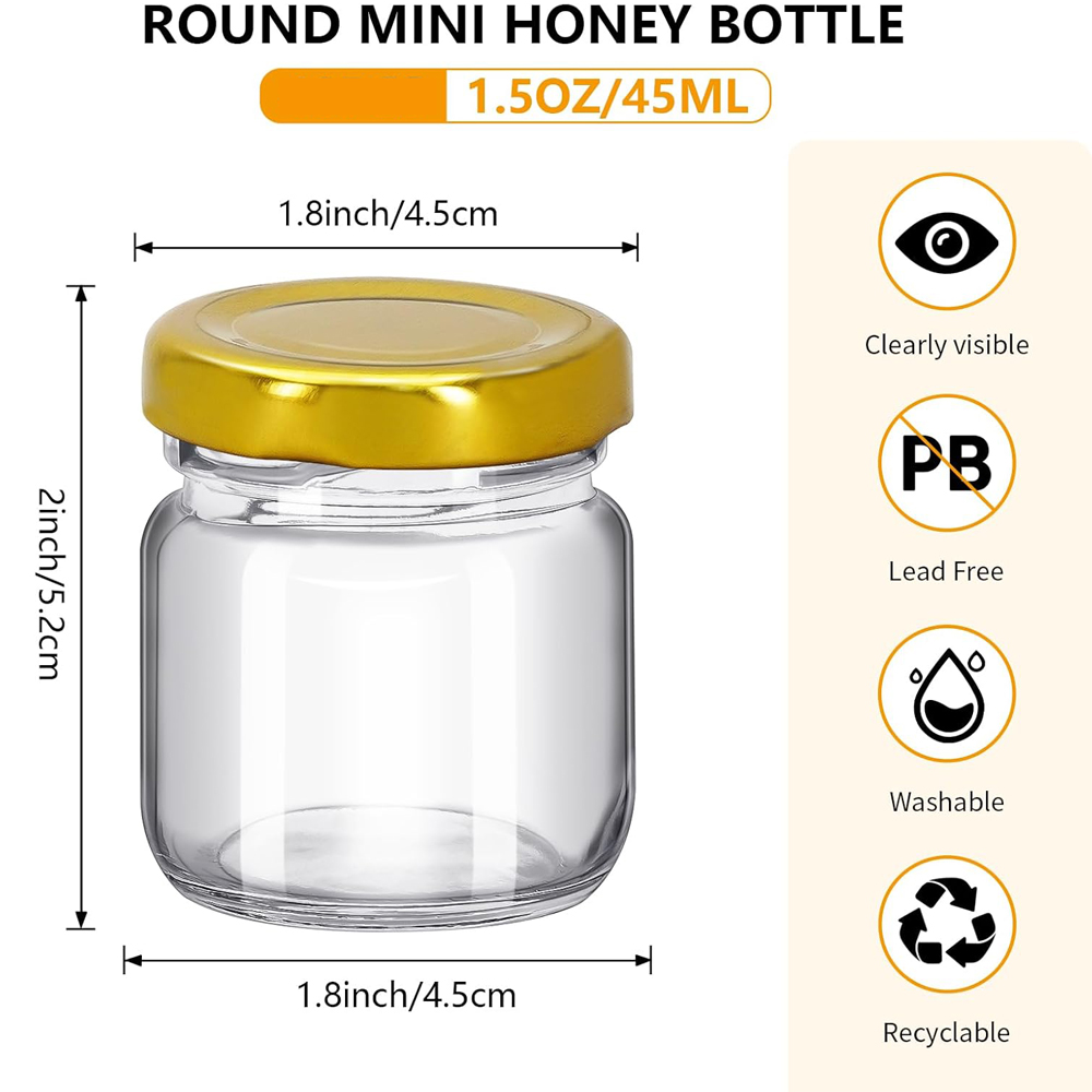 1.5オンスの丸型ミニクリアハニーポット、結婚式の引き出物、 - Baby Food Jars Glass のレビューと価格
