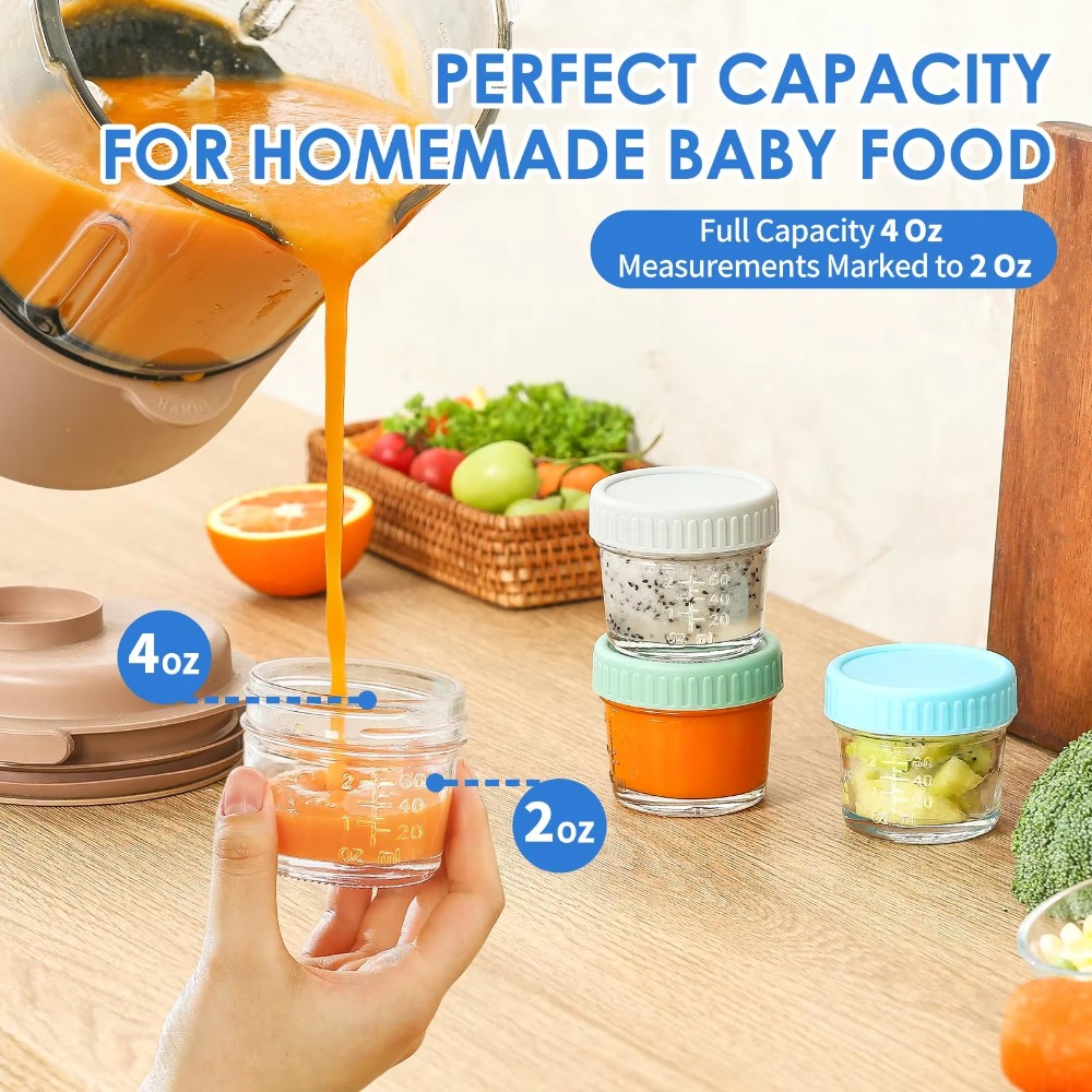 6個入り多目的ガラス製ベビーフードジャー 蓋付き再利用可能  - Baby Food Jars Glass のレビューと価格