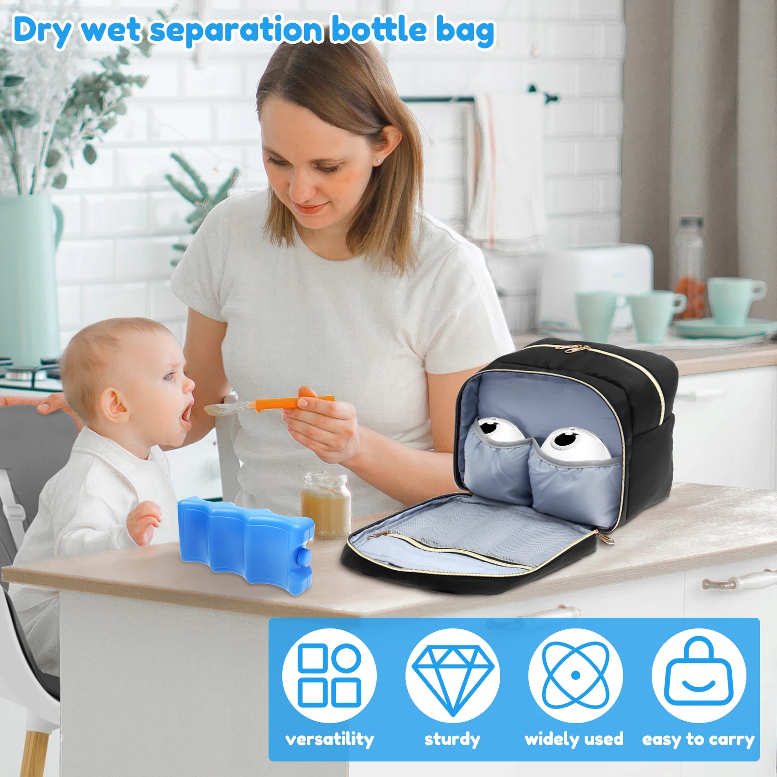 搾乳器収納バッグ、保冷剤と防水マット付き、ポータブル母乳クー - Baby Food Warmer Portable のレビューと価格