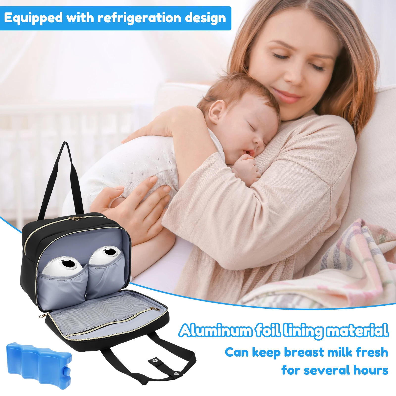搾乳器収納バッグ、保冷剤と防水マット付き、ポータブル母乳クー - Baby Food Warmer Portable のレビューと価格