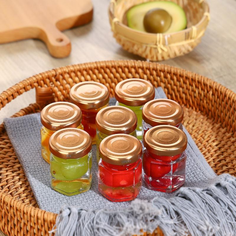 ミニ六角形ジャー 蓋付き スパイス、蜂蜜、ジャム、結婚式の記 - Baby Food Jars Glass のレビューと価格