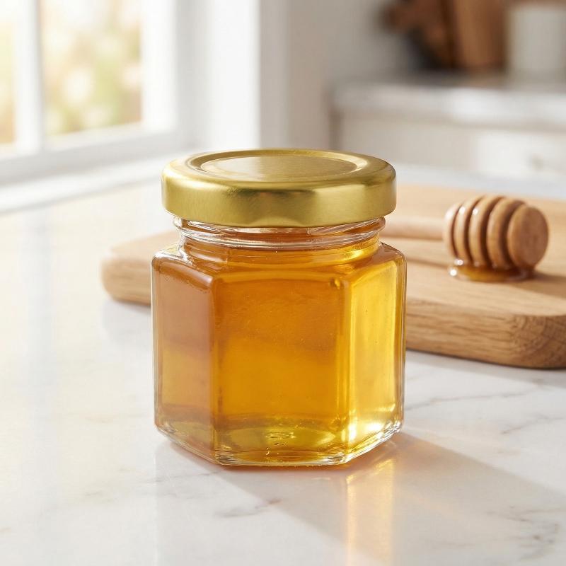 ミニ六角形ジャー 蓋付き スパイス、蜂蜜、ジャム、結婚式の記 - Baby Food Jars Glass のレビューと価格