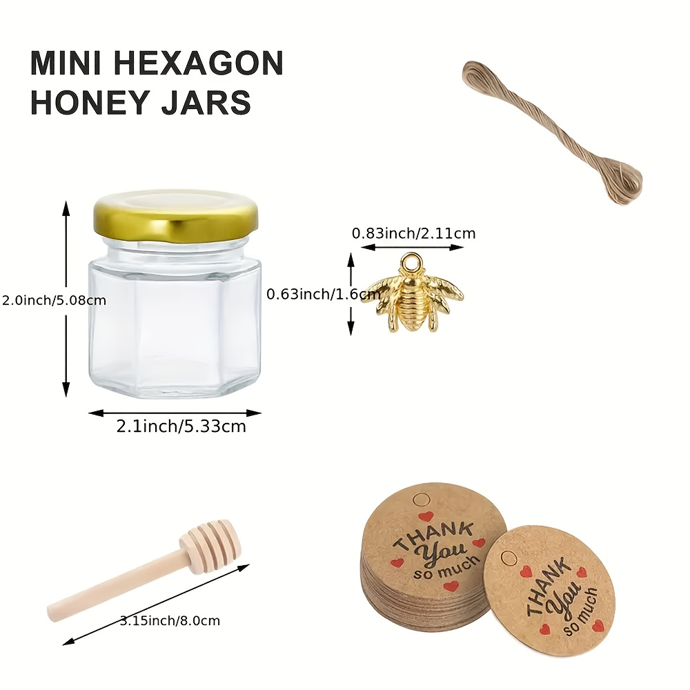 1.5オンス、六角形ミニガラス製ハニーポット - 12/24 - Baby Food Jars Glass のレビューと価格